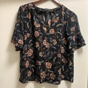 Flowy Floral Black Top by Ivanka Trump